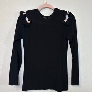 White House Black Market Open Shoulder Black Sweater, Size L